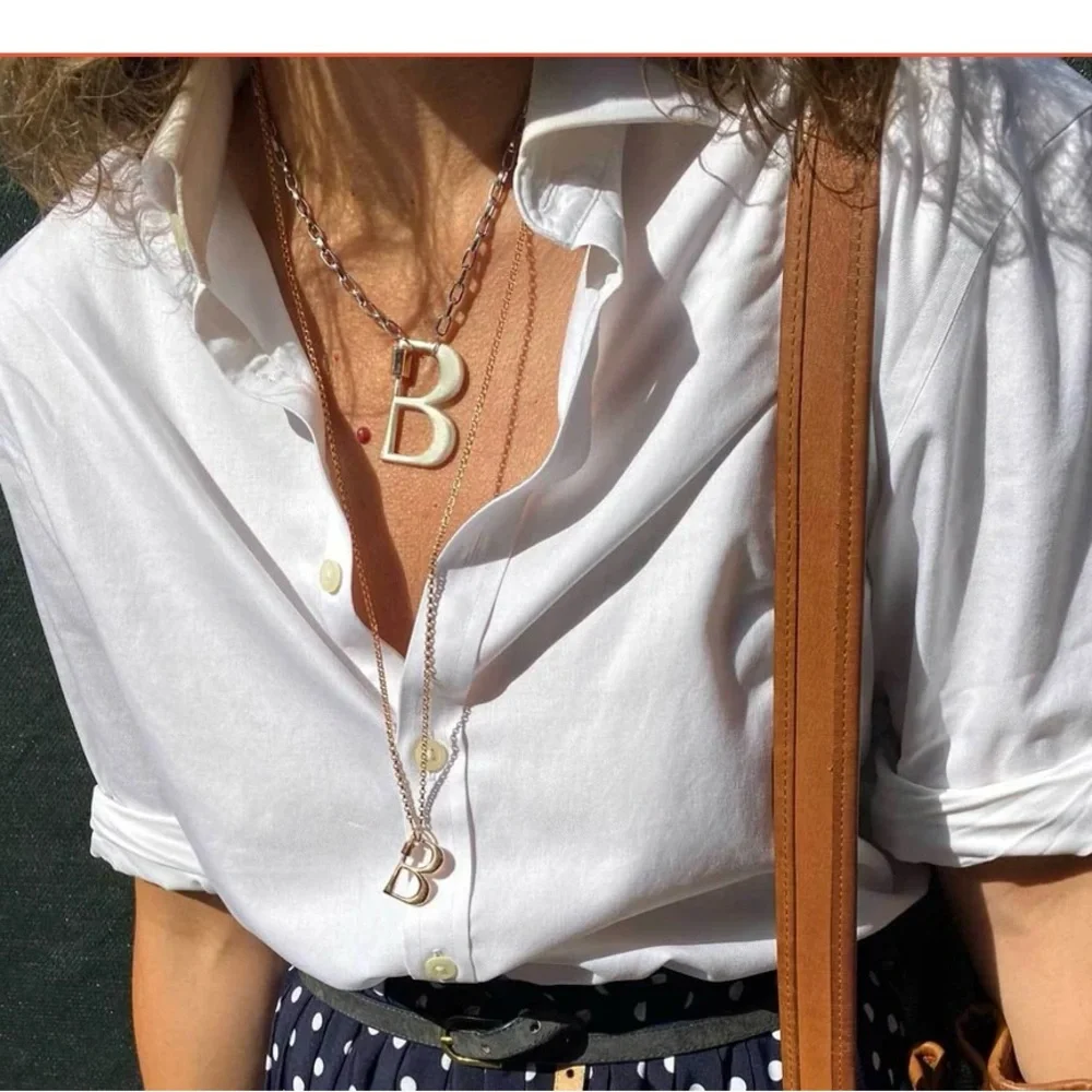 Marla Aaron initial B pendant sterling silver and 14k gold - Picture 2 of 6